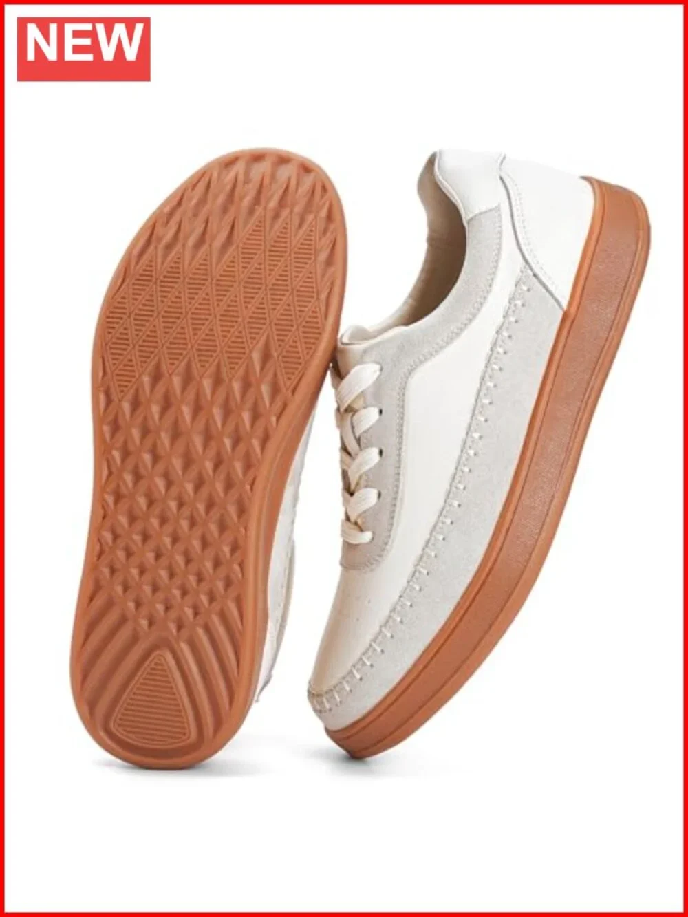 Womens Genuine Leather Walking Sneakers Casual Lace Up Retro Gum Sole Athletic